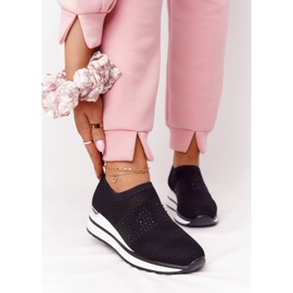 Áttört cipők Slip-On Wedge Fekete Sophia fehér 1