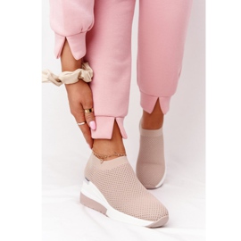 Áttört cipők Slip-On On Wedge Beige Harmony bézs fehér 2