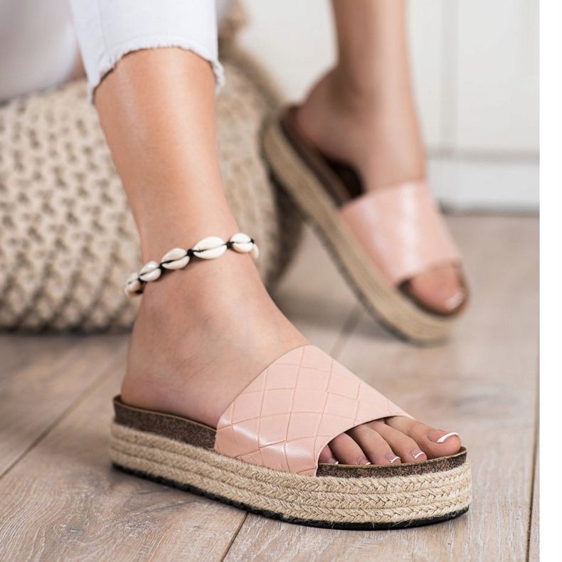 SHELOVET Papucs a platformon rózsaszín 1