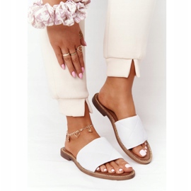 Bőr papucs steppeléssel Nicole 2650 fehér 2