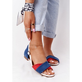Maciejka bőr szandál 04614-17 Navy Blue-Red piros 2