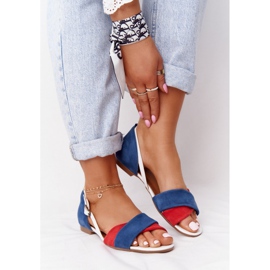 Maciejka bőr szandál 04614-17 Navy Blue-Red piros 1