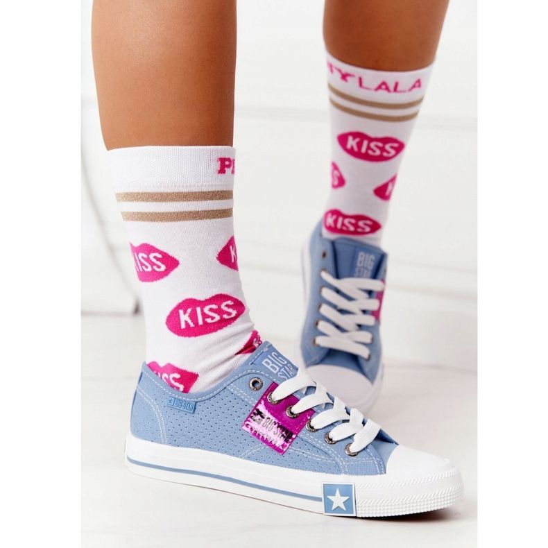 Áttört női cipők Big Star FF274037 Blue kék 2