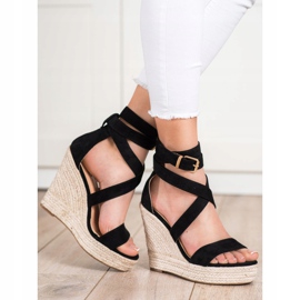 SHELOVET Espadrilles szandál csattal fekete 1