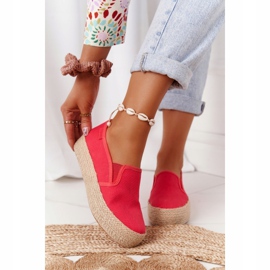 Espadrilles fonott platformon Big Star FF274149 Red piros 2