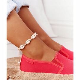 Espadrilles fonott platformon Big Star FF274149 Red piros 1