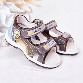 EVE Gyerek szürke foci szandál tépőzárral sokszínű 2