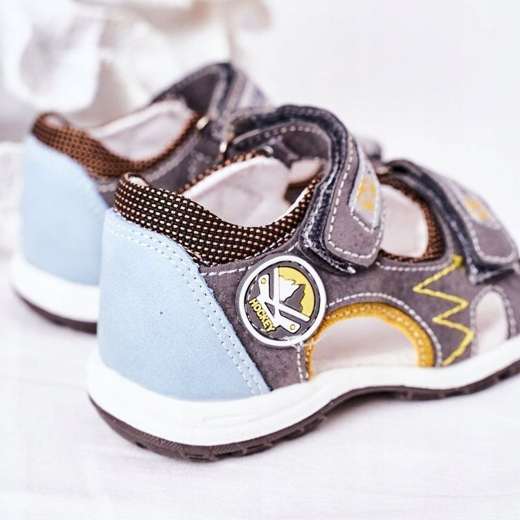 EVE Gyerek szürke foci szandál tépőzárral sokszínű 1