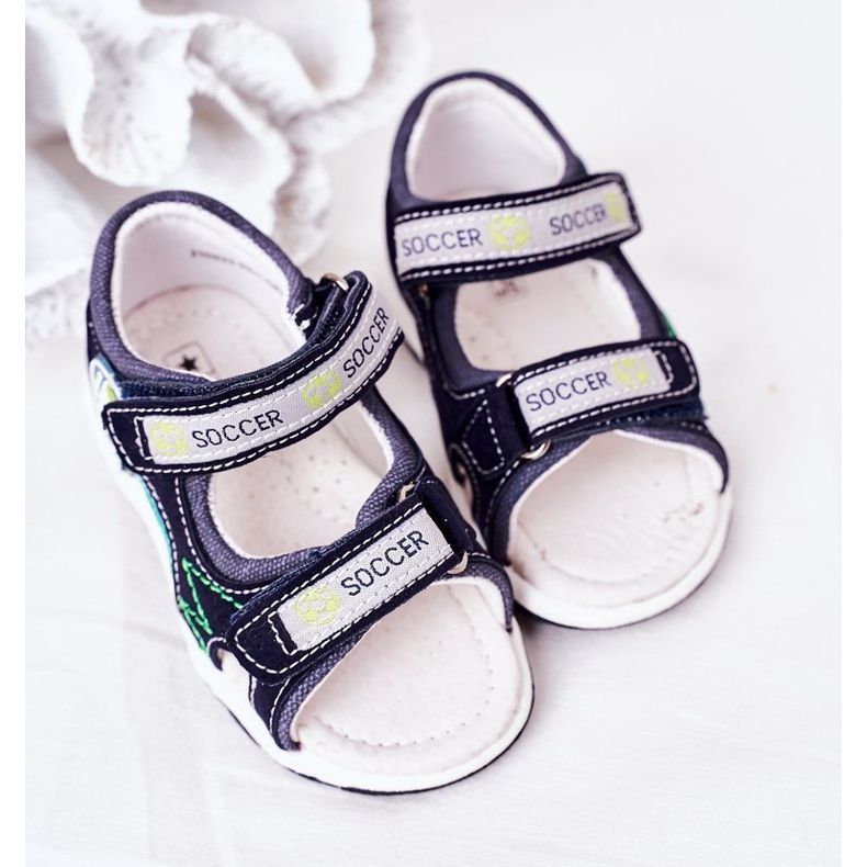EVE Gyermek sötétkék futballszandál tépőzárral sokszínű 2