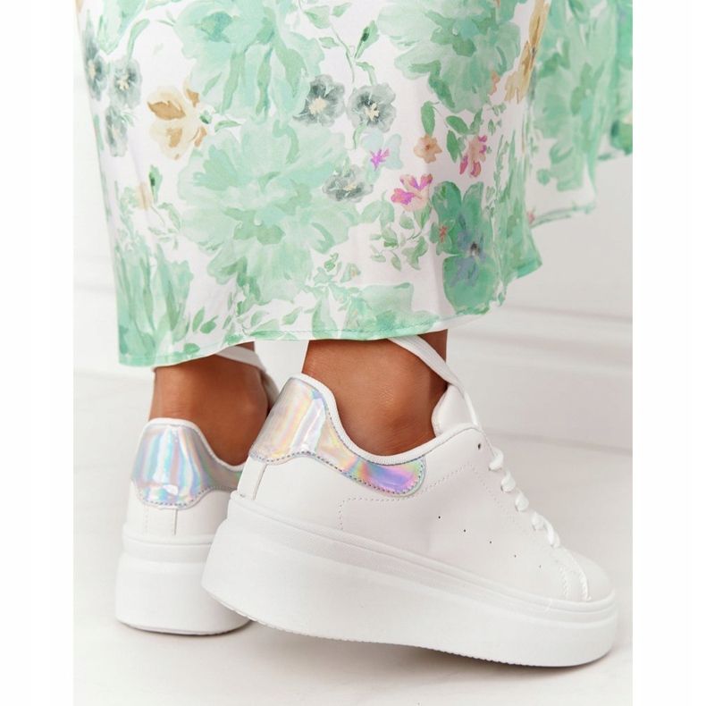 Sportcipők Cipők a platformon Fehér és ezüst fényes 2