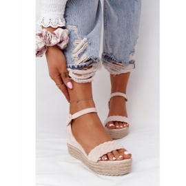 PS1 Bézs színű, baleári ék szandál 1