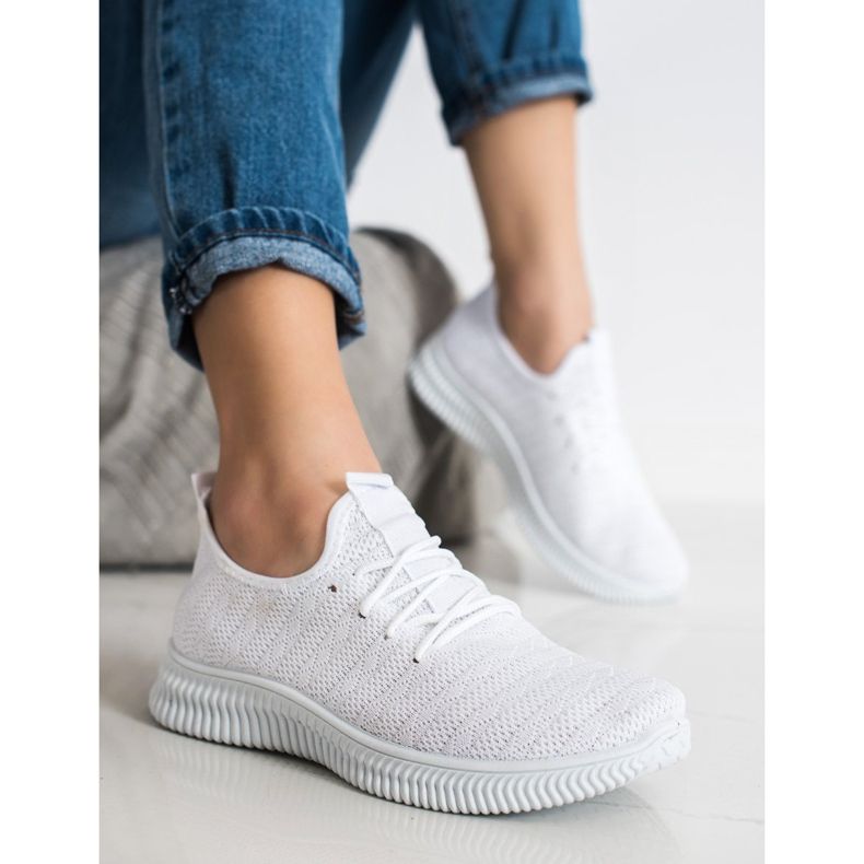 SHELOVET Könnyű textil sportcipő fehér 2