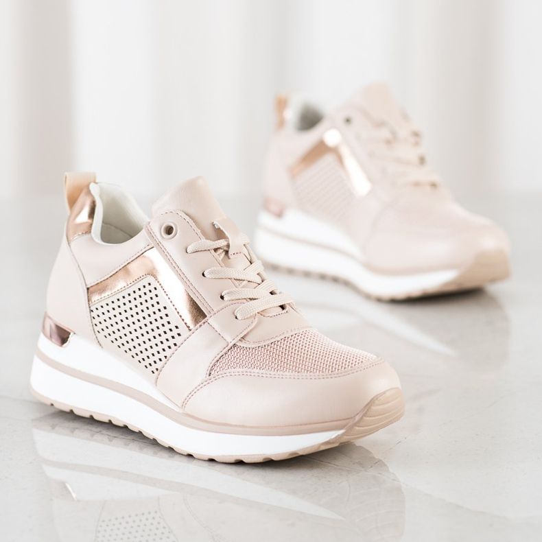 SHELOVET Stílusos cipők csillogással rózsaszín 1