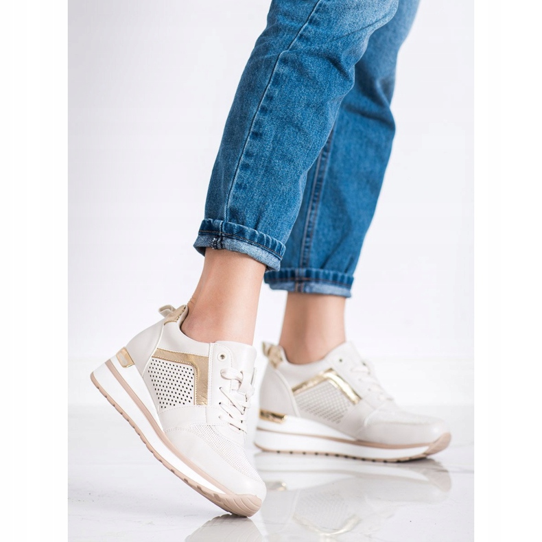 SHELOVET Stílusos cipők csillogással bézs 1