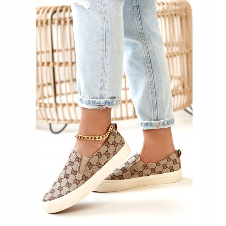 Női Logged Cipők Slip-On Khaki Challenge bézs barna 4