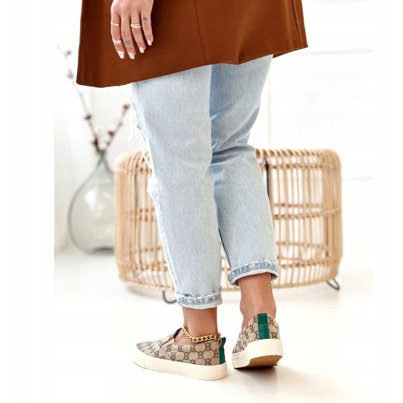 Női Logged Cipők Slip-On Khaki Challenge bézs barna 2