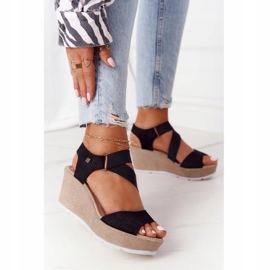 Bőr ék szandál Big Star FF276016 Fekete 1