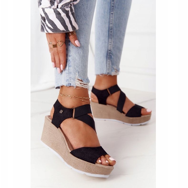 Bőr ék szandál Big Star FF276016 Fekete 1