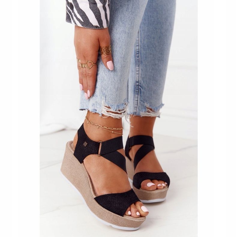 Bőr ék szandál Big Star FF276016 Fekete 2