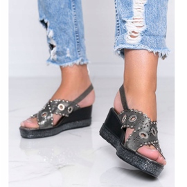 Szürke metál ék szandál H 1