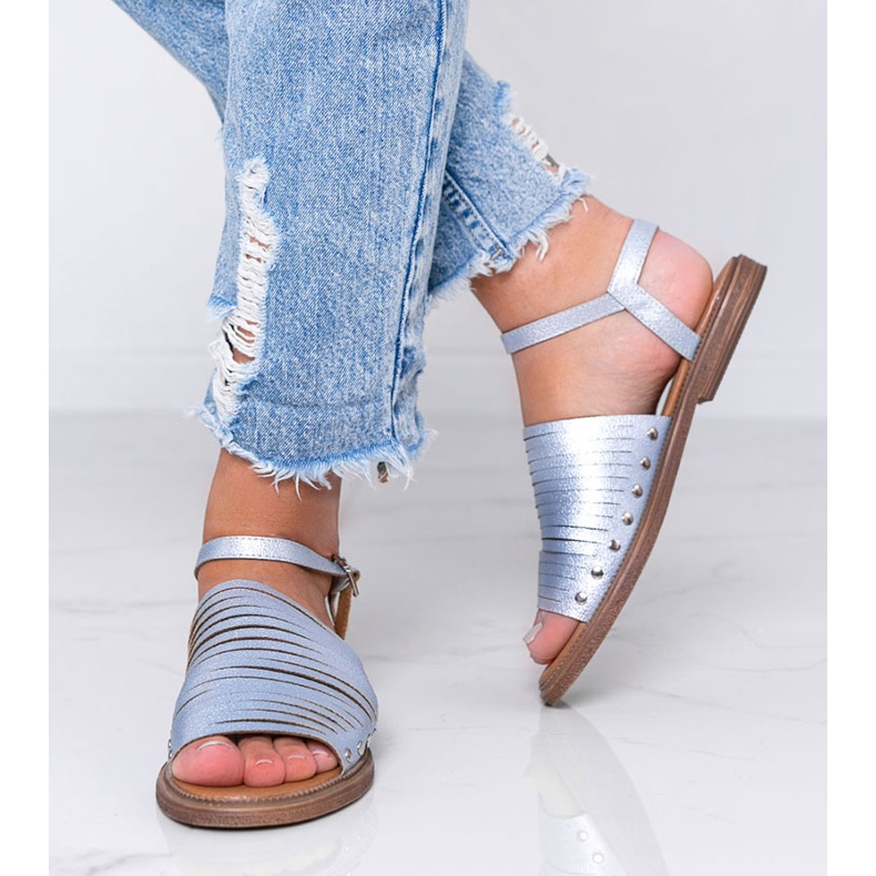 Barna Sun fényes kék szandál rózsaszín 1