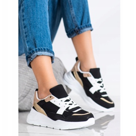 SHELOVET Stílusos hálócipő fekete 2