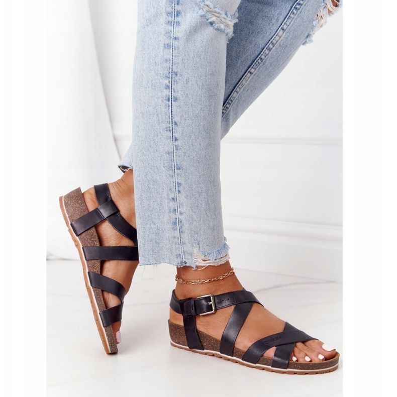 Fekete szandál a parafa talpon Big Star DD274A009 2