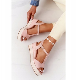 PG1 Rózsaszín Graciosa ék szandál zsinórral barna 1
