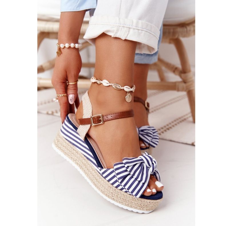 PG1 Navy Blue Wedge szandál La Isla Bonita fehér kék sokszínű 1