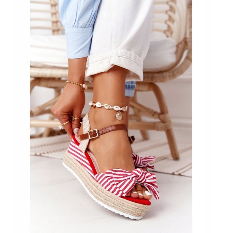 PG1 Vörös-tengeri stílusú ék szandál La Isla Bonita fehér piros sokszínű 2