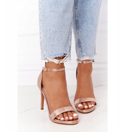 PG1 Elegáns szandál magas sarkú rózsa arany csillogásban rózsaszín aranysárga 2