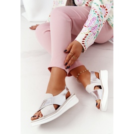 Csúszós szandál a Sergio Leone SK029 platformon, fehér-ezüst 1