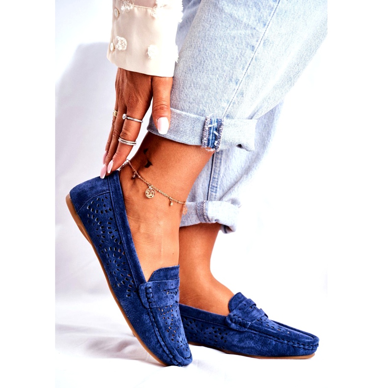 S.Barski Női Cipők áttört bőrrel Navy Blue Salem sötétkék 1