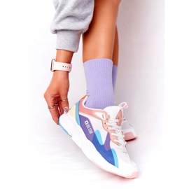 Női sportcipő Memory Foam Big Star HH274809 Fehér-rózsaszín ibolya kék sárga 1