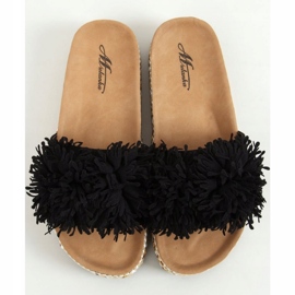 Fekete 2260 Fekete papucs a díszített talpon 1