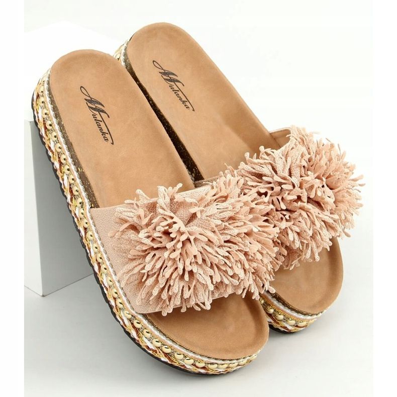 Bézs 2260 Bézs papucs a díszített talpon 1