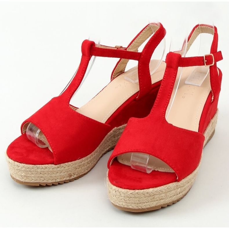 Piros Espadrilles ékeken, piros WX-08 Red 1