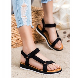 SHELOVET Divatos szandál tépőzárral fekete 1