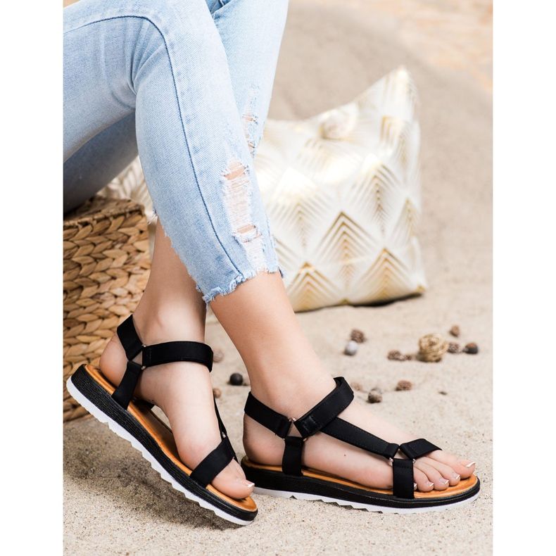 SHELOVET Divatos szandál tépőzárral fekete 2