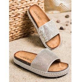 SHELOVET Divatos kristálypapucs ezüst 2