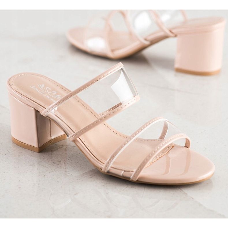 Small Swan Papucs átlátszó csíkokkal bézs 1