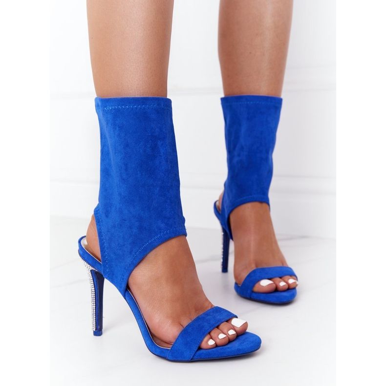 Szandál magas sarkú cipő cirkónium Lu Boo Blue kék ezüst 1