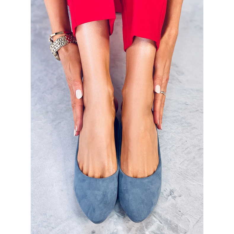 Kék CC212P Kék sima velúr balerinák 1