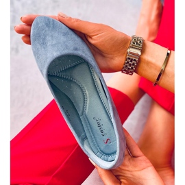 Kék CC212P Kék sima velúr balerinák 2