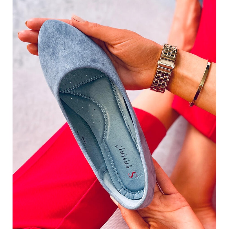 Kék CC212P Kék sima velúr balerinák 2