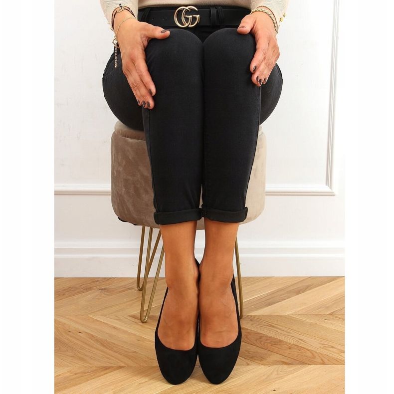 Fekete CC212P Fekete sima velúr balerinák 1