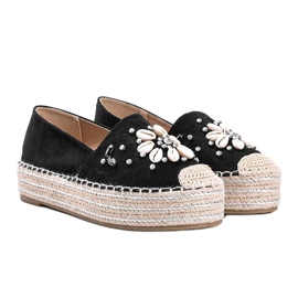 Fekete espadrillák Nicki asszony vastag talpán 1 Fekete espadrillák Nicki asszony vastag talpán 1