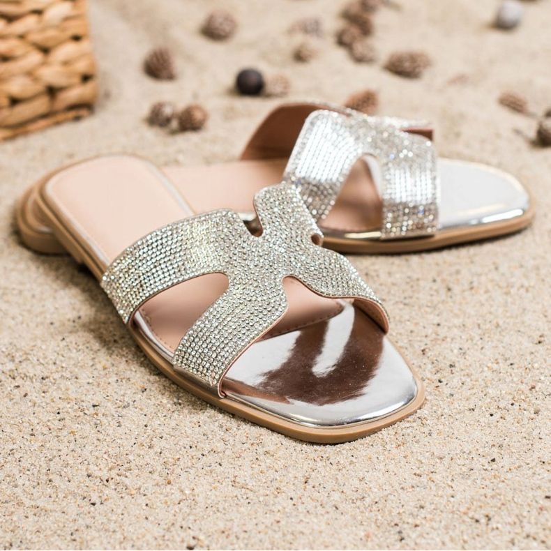 SHELOVET Stílusos papucs köbös cirkóniummal ezüst 2 SHELOVET Stílusos papucs köbös cirkóniummal ezüst 2