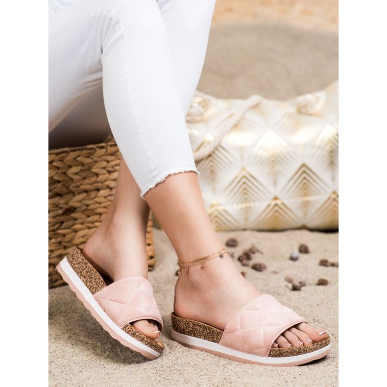 Comer Kényelmes papucs a platformon rózsaszín 2