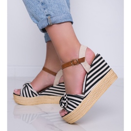 Fekete -fehér ék szandál Holiday Vibes íjjal 1